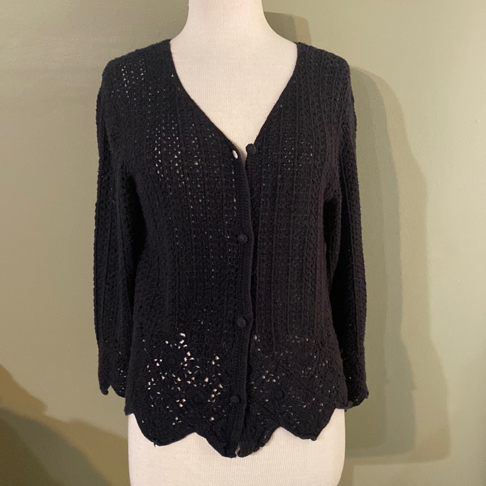 Black crochet cardigan